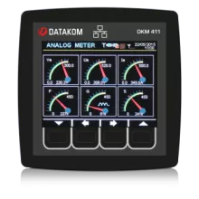 Анализатор сети Datakom DKM-411 96x96 мм, 3.5TFT цв, Ethernet, USB/Host, USB/Dev, RS485, RS232, 2-вх, 2-вых, AC - 1
