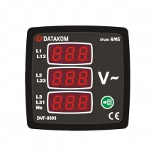 Щитовой измерительный прибор Datakom DVF-0303 вольтметр-частотомер, 3-фазный, 3 дисп., 72x72 - 1