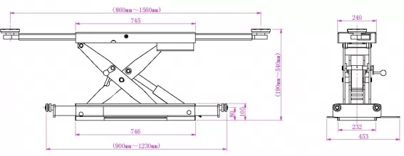Траверса с пневмоприводом KraftWell KRWJN2P (г/п 2000 кг) - 2
