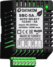 Зарядное устройство Datakom SBC-5A (12В/24В, 5А, 100-240В, на дин-рейку) - 1